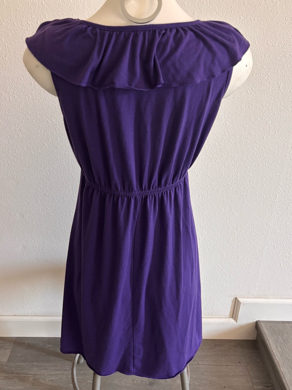 Purple Ruffle V-Neck Dress - Picture 2 of 4